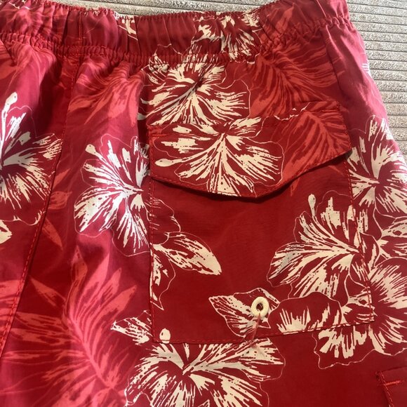 Tommy Bahama Naples Oasis Blooms Cherry Red tropical swim trunks Large UPF30 - Picture 7 of 10